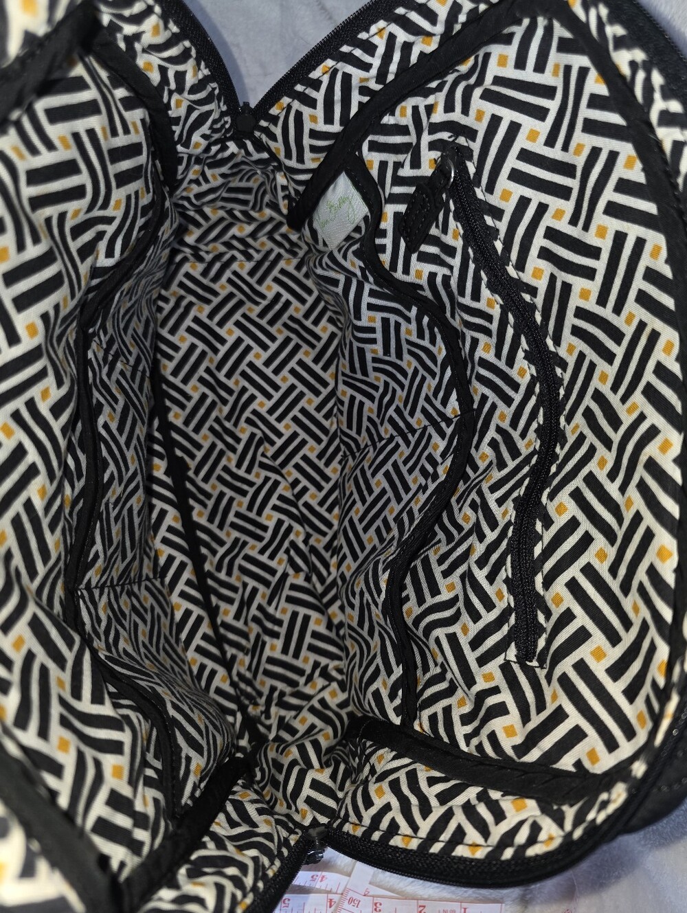 Vera Bradley Black Quilted Tote Bag with Front Flap Pocket - Picture 5 of 6